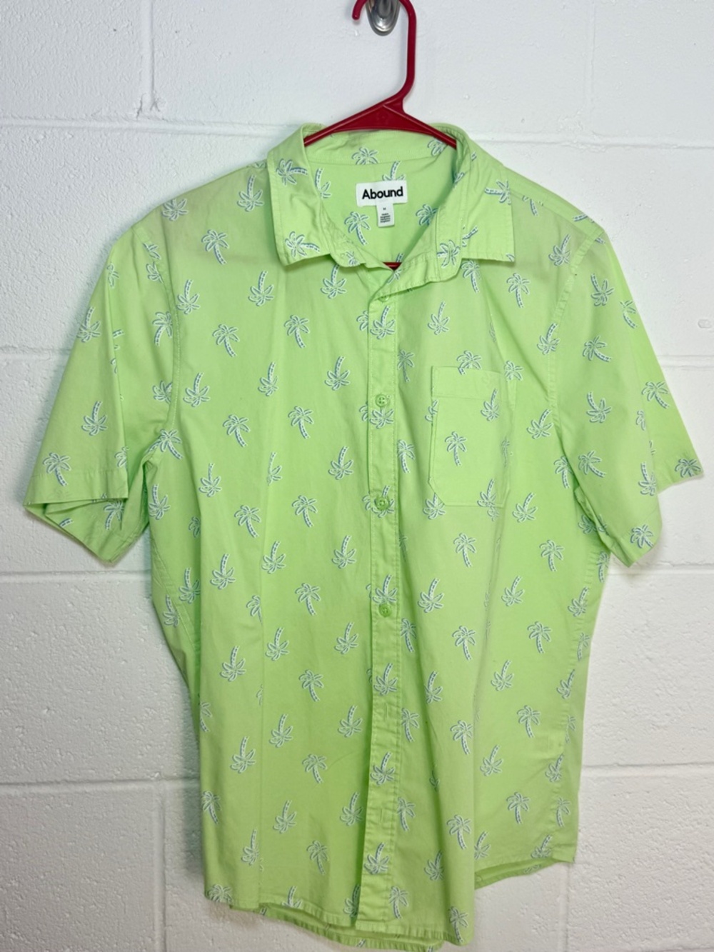 Abound Short Sleeve Men's Green with Palm Trees Print Cotton Button Down Shirt